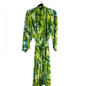 Natori robe large soft poly greenery plants monstera